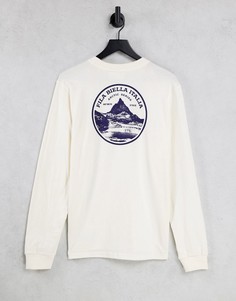 Лонгслив цвета экрю с принтом на спине Fila-Белый