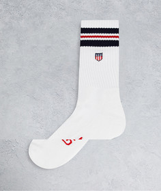 Белые спортивные носки с фирменными полосками и логотипом-щитом GANT-Белый