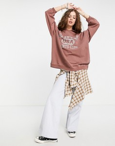 Рыжий oversized-худи с принтом "Seattle USA" Topshop-Оранжевый