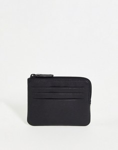 Черный кожаный кошелек на молнии с отделениями для карт ASOS DESIGN-Черный цвет