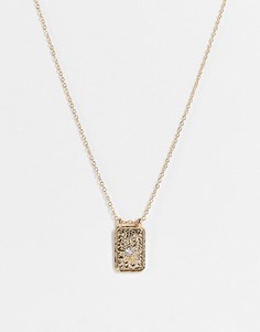 Золотистое ожерелье с подвеской в виде квадратной монеты с солнцем из кристаллов Liars & Lovers-Золотистый