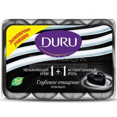 Мыло Duru 1+1 Глубокое очищение Увлажняющий крем и активированный уголь, 4 шт, 90 г