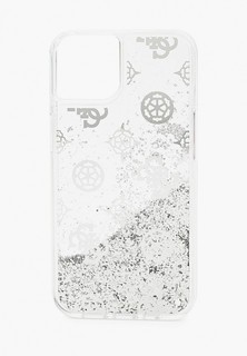 Чехол для iPhone Guess 13, Liquid Glitter Peony Silver