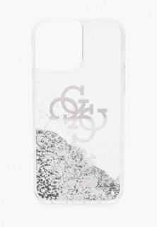 Чехол для iPhone Guess 13 Pro Max, Liquid Glitter 4G Big logo Silver