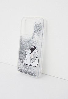 Чехол для iPhone Karl Lagerfeld 13 Pro, Liquid glitter Choupette Fun Silver