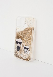 Чехол для iPhone Karl Lagerfeld 13, Liquid glitter Karl & Choupette Gold