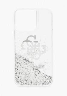 Чехол для iPhone Guess 13 Pro, Liquid Glitter 4G Big logo Silver