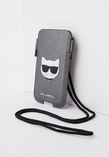 Чехол для iPhone Karl Lagerfeld Pouch, PU Saffiano Choupette Silver (M size)