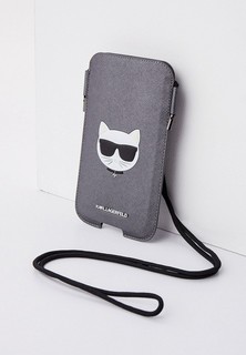 Чехол для iPhone Karl Lagerfeld Pouch, PU Saffiano Choupette Silver (L size)