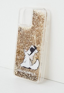 Чехол для iPhone Karl Lagerfeld 13 mini, Liquid glitter Choupette Fun Gold