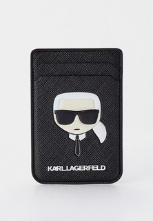 Кредитница Karl Lagerfeld Магн. бумажник Wallet Cardslot Magsafe Saffiano Karls head Black