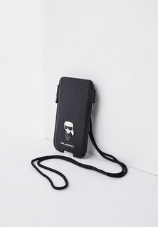 Чехол для iPhone Karl Lagerfeld Pouch, PU Saffiano Ikonik Patch (metal) Black (M size)