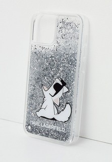 Чехол для iPhone Karl Lagerfeld 13 mini, Liquid glitter Choupette Fun Silver