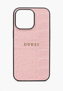 Чехол для iPhone Guess 13 Pro, PU Croco with metal logo Pink
