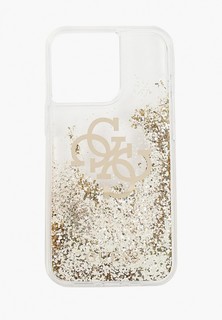 Чехол для iPhone Guess 13 Pro, Liquid Glitter 4G Big logo Gold