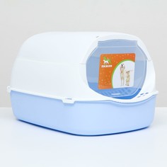 Туалет-домик с фильтром, 43 х 32 х 28 см, бело-синий Пижон