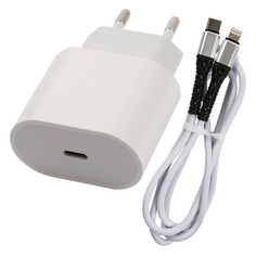 Сетевое зарядное устройство Redline PD1-3A, USB type-C, 8-pin Lightning (Apple), 3A, белый [ут000027295]
