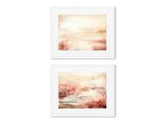 Набор из 2-х репродукций картин в раме the sun in the stormy sky (картины в квартиру) розовый 52x42 см.