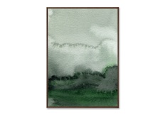 Репродукция картины на холсте fog in the mountains (картины в квартиру) зеленый 75x105 см.