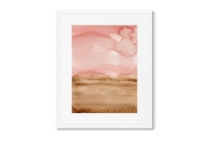 Репродукция картины в раме sunset over the field (картины в квартиру) розовый 42x52 см.