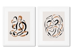 Набор из 2-х репродукций картин в раме calligraphic love (картины в квартиру) бежевый 42x52 см.