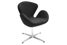 Кресло swan chair графит, искусственная замша (bradexhome) черный 70x95x61 см.