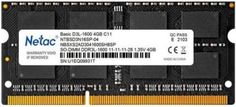 Модуль памяти SODIMM DDR3L 4GB Netac NTBSD3N16SP-04 PC12800, 1600Mhz, C11
