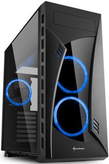 Корпус eATX Sharkoon NIGHT SHARK BLUE черный, без БП, с окном, 2*USB 2.0, 2*USB 3.0, audio, blue led
