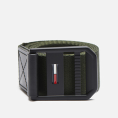 Ремень Tommy Jeans Essential Webbing Logo, цвет оливковый