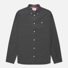 Мужская рубашка Tommy Jeans Heather Gingham, цвет оливковый
