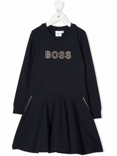 BOSS Kidswear флисовое платье с логотипом