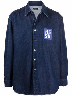 Raf Simons джинсовая рубашка с нашивкой-логотипом