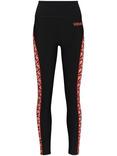 Versace легинсы с узором La Greca и завышенной талией