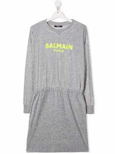 Balmain Kids платье-свитер с пайетками