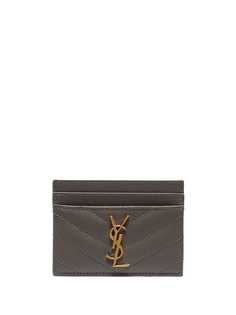 Saint Laurent стеганый картхолдер с монограммой