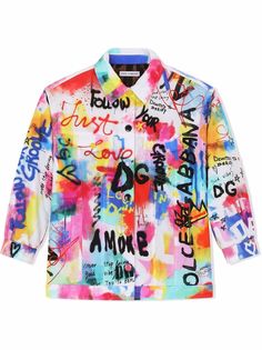 Dolce & Gabbana Kids джинсовая куртка с принтом граффити