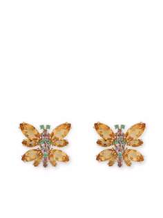 Dolce & Gabbana серьги-клипсы Spring из желтого золота с камнями
