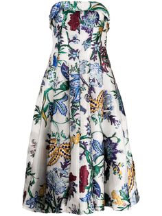 Marchesa Notte платье-бюстье с цветочным принтом