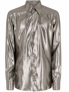 Dolce & Gabbana рубашка с длинными рукавами и эффектом металлик