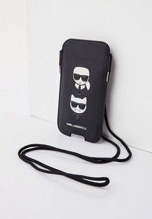 Чехол для iPhone Karl Lagerfeld Pouch, PU Saffiano Karl & Choupette Black (M size)