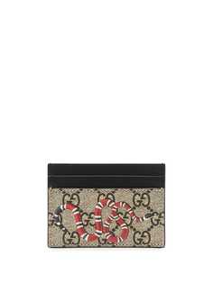 Gucci картхолдер с узором GG Supreme и принтом Kingsnake