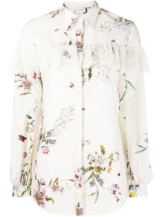Giambattista Valli рубашка с кружевом и цветочным принтом
