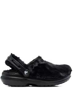 Crocs кроксы с искусственным мехом и ремешком на пятке