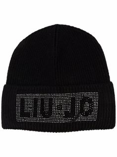 LIU JO фактурная шапка бини с логотипом и стразами