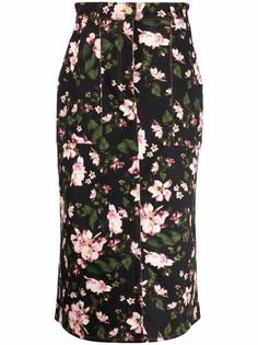 Erdem юбка миди с завышенной талией и цветочным принтом
