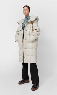 Stradivarius Длинный Пуховик Из Искусственной Кожи Цвет Небеленого Полотна S