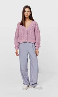 Stradivarius Кардиган С Узором «Косы» Сиреневый S