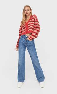 Stradivarius Разноцветный Кардиган Красный S