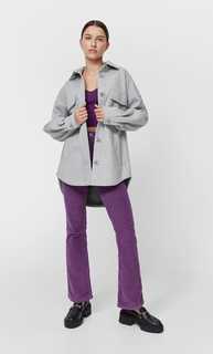 Stradivarius Куртка-Рубашка Из Плотного Трикотажа Пестро-Серый Xs