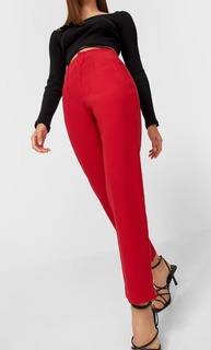 Stradivarius Брюки С Защипами Красный 34